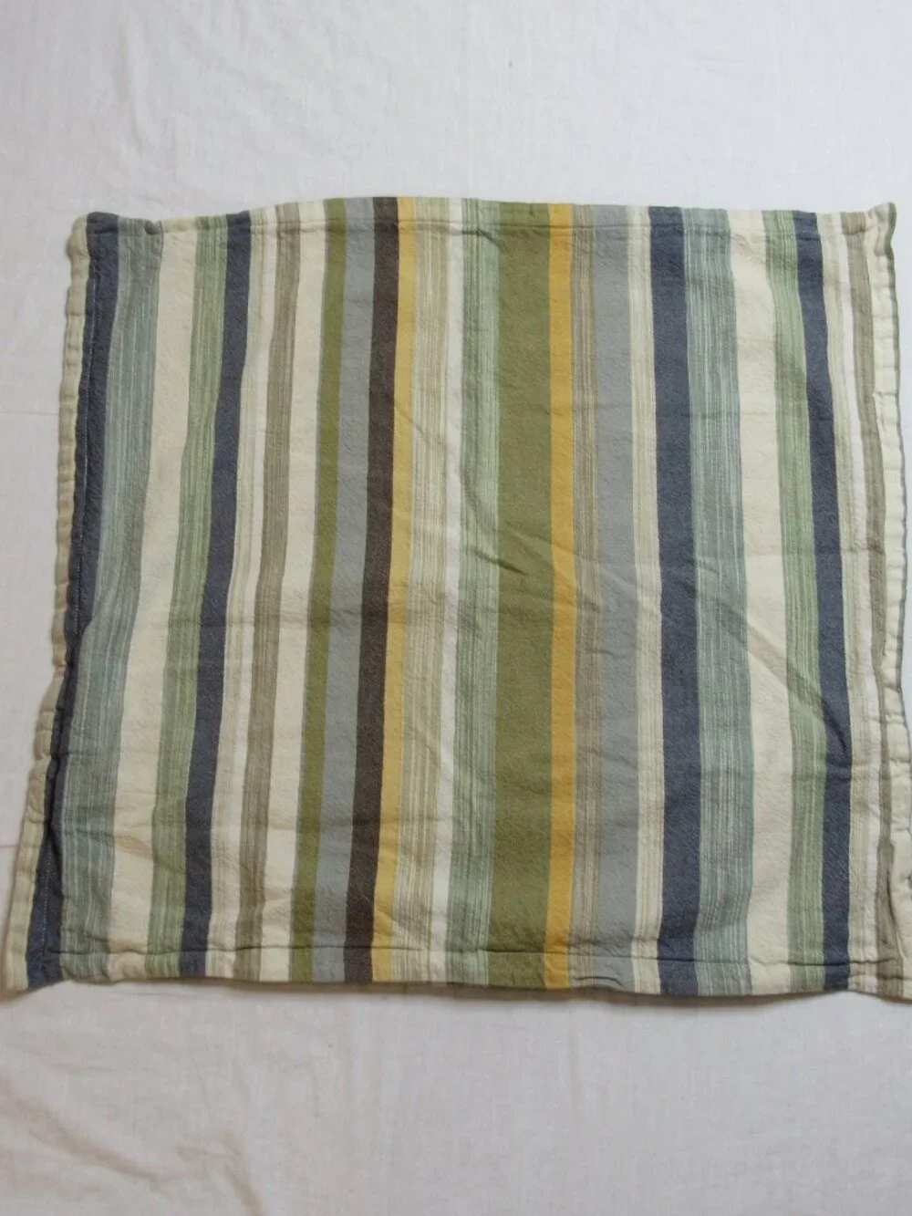 Pottery Barn Blue Green Stripe LOGAN Euro Sham Linen Blend